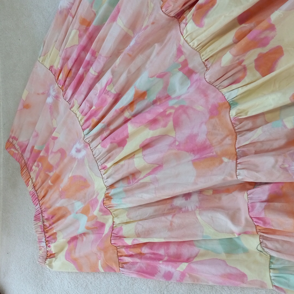 Wayf Floral Maxi Skirt in Pink, Peach, Cream